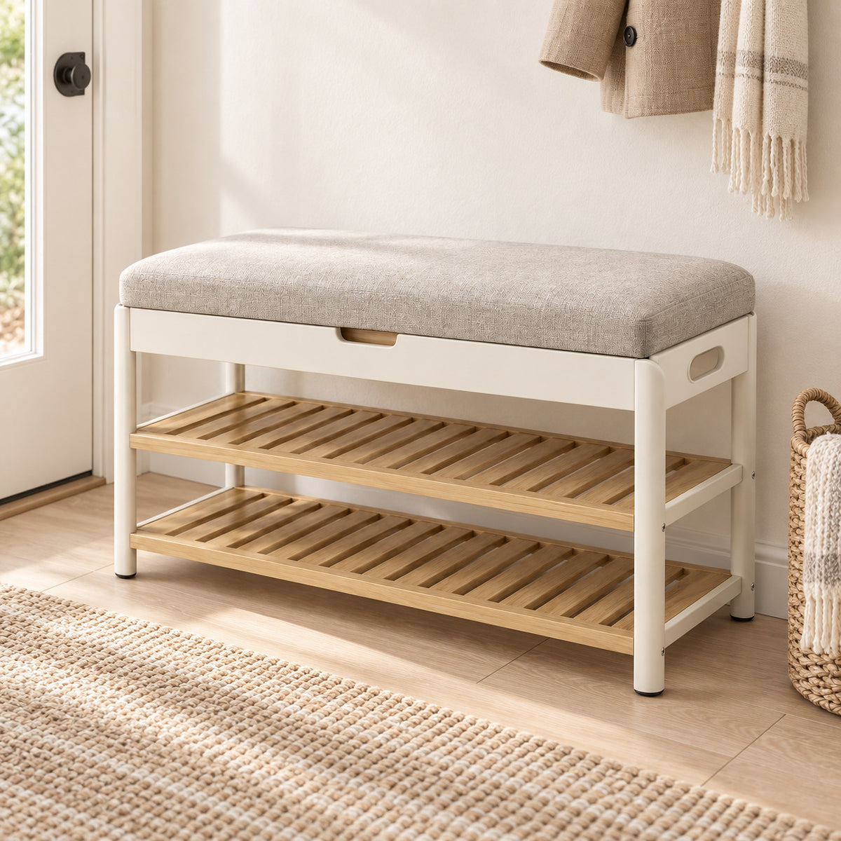 Storage Shoe Bench with Padded Seat