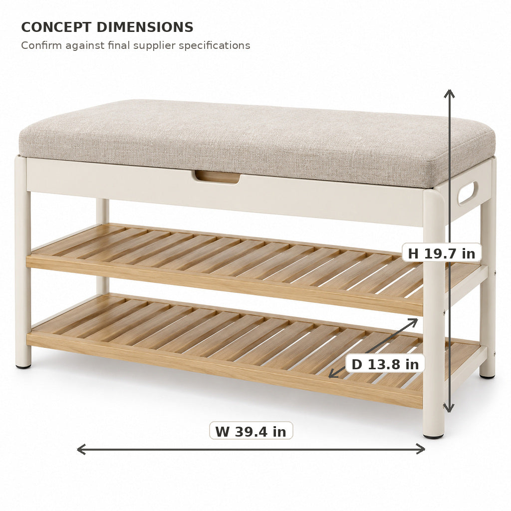 Storage Shoe Bench with Padded Seat
