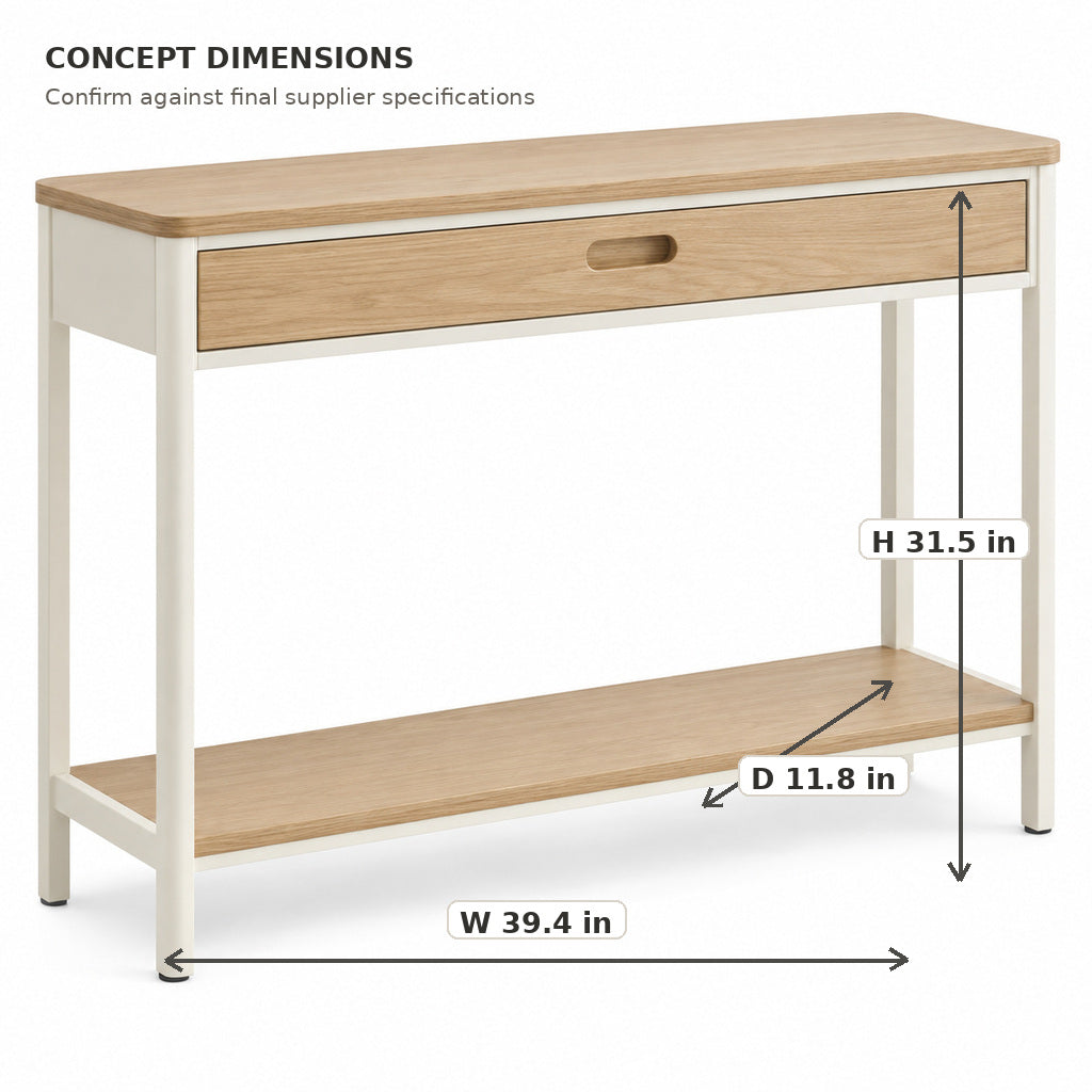 Narrow Console Table with Drawer and Shelf