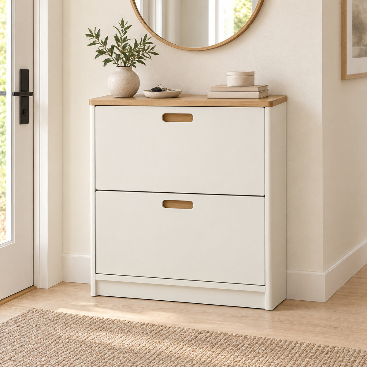 Slim Two-Tier Tilt-Out Shoe Cabinet