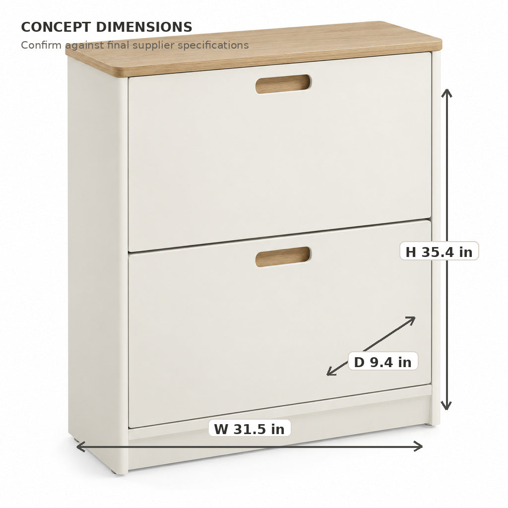 Slim Two-Tier Tilt-Out Shoe Cabinet