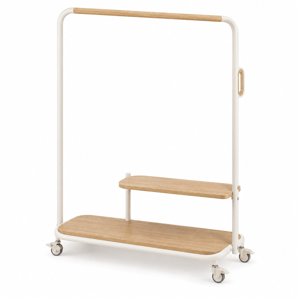 Mobile Garment Rack with Two Shelves