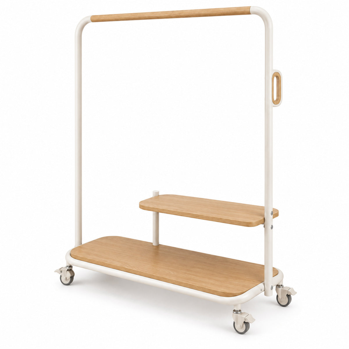 Mobile Garment Rack with Two Shelves
