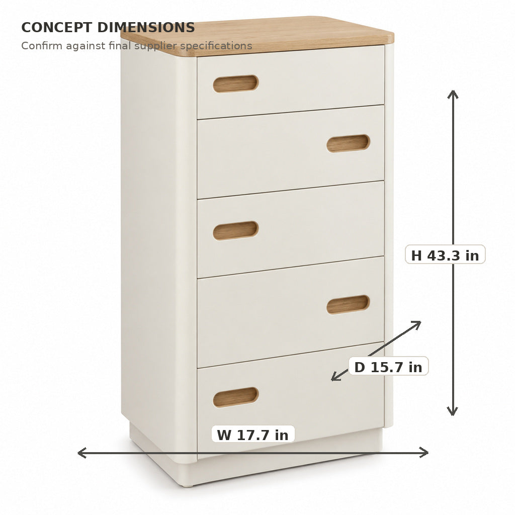 Slim Five-Drawer Storage Tower