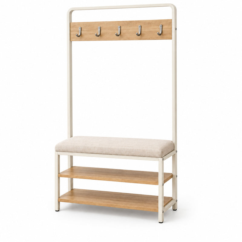 Entryway Hall Tree with Bench and Shoe Shelves