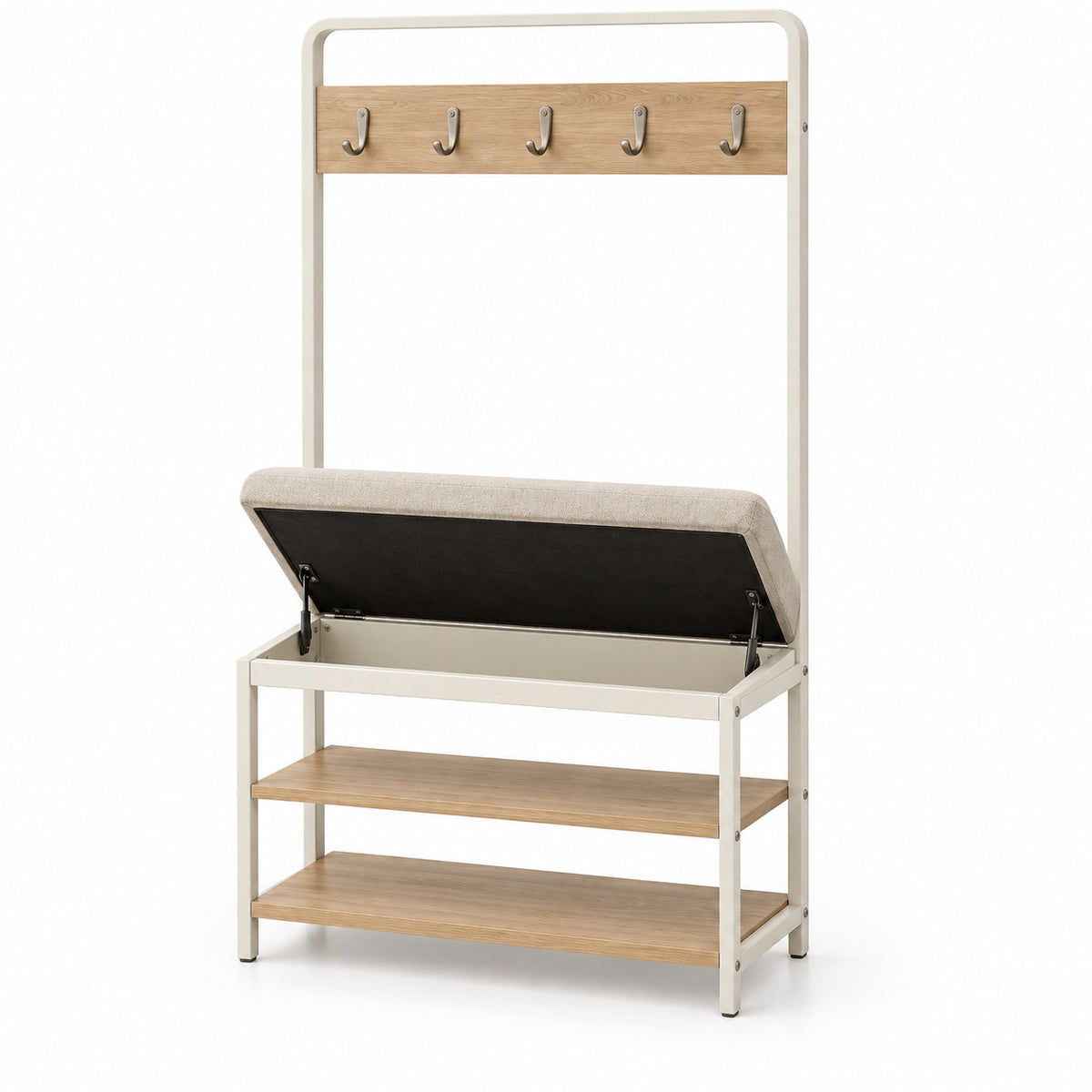 Entryway Hall Tree with Bench and Shoe Shelves