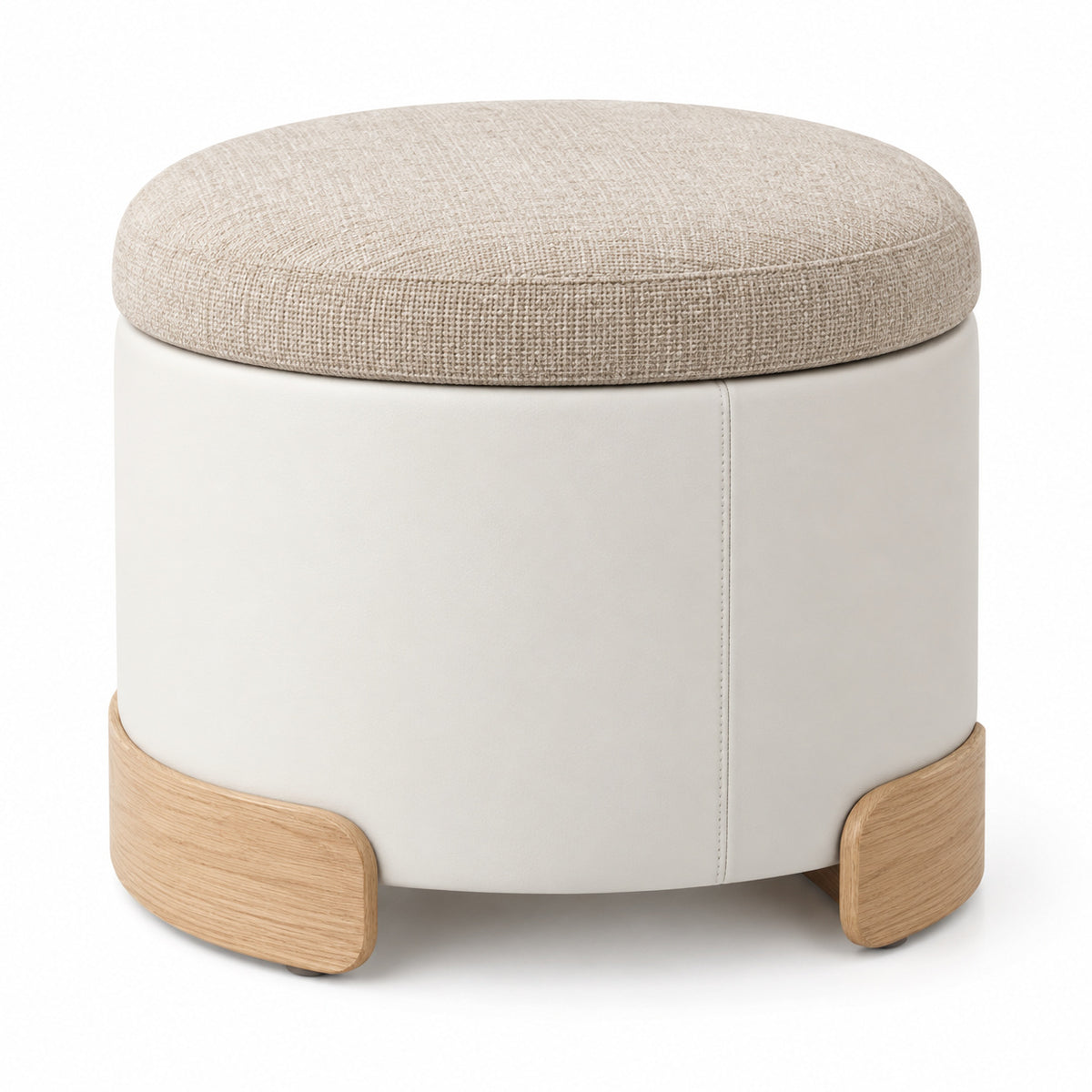 Round Storage Ottoman with Upholstered Lid