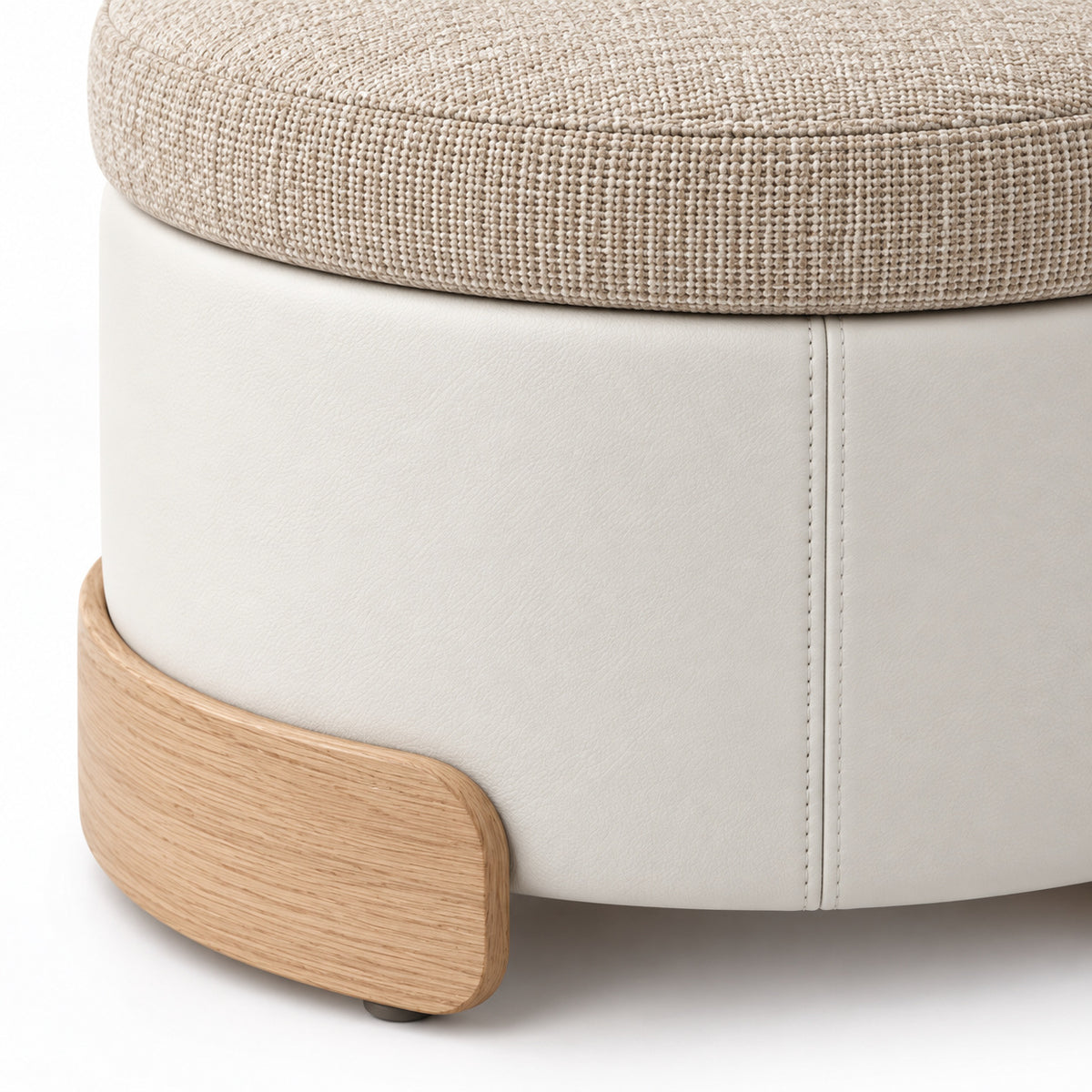 Round Storage Ottoman with Upholstered Lid