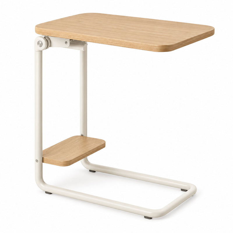 Folding C-Shaped Side Table with Shelf